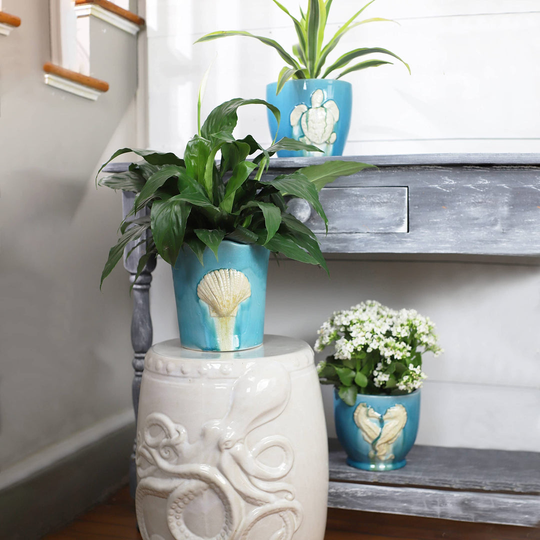 Claybarn Grotto Aqua 8" Seashell Planter - Diamond Home USA