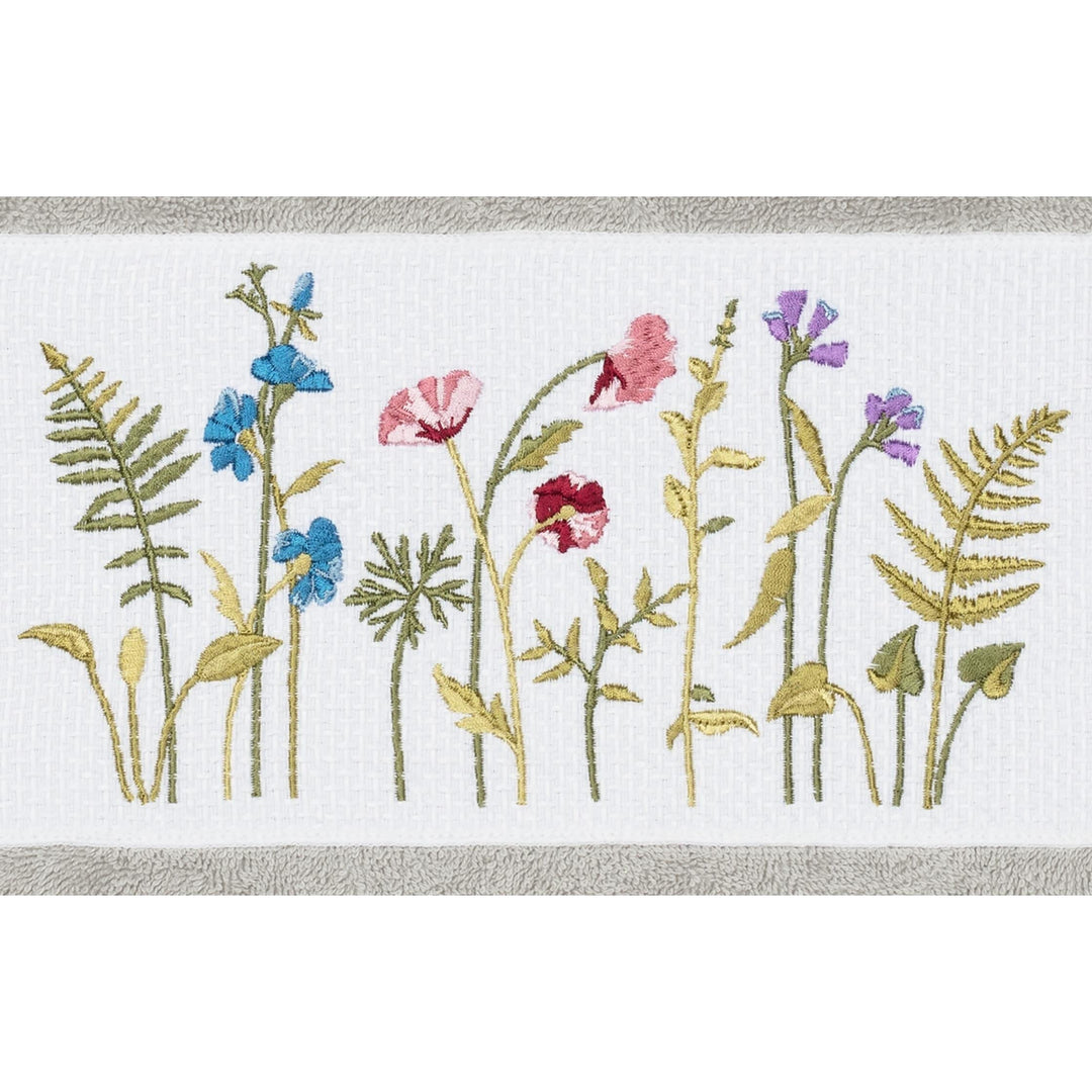 Authentic Hotel and Spa Grey Turkish Cotton Wildflowers Embroidered 4 Piece - Diamond Home USA