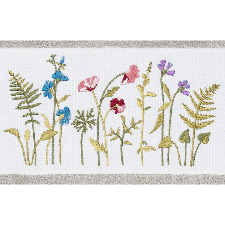 Authentic Hotel and Spa Grey Turkish Cotton Wildflowers Embroidered 4 Piece - Diamond Home USA
