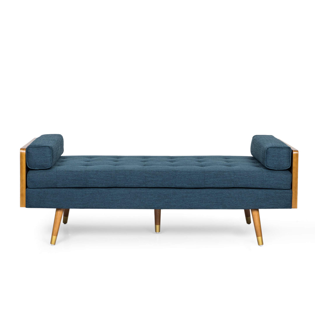 Christopher Knight Home Keairns Chaise Lounge Navy Blue + Dark Walnut with Navy Blue + Dark Walnut + Gold