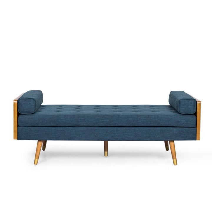 Christopher Knight Home Keairns Chaise Lounge Navy Blue + Dark Walnut with Navy Blue + Dark Walnut + Gold