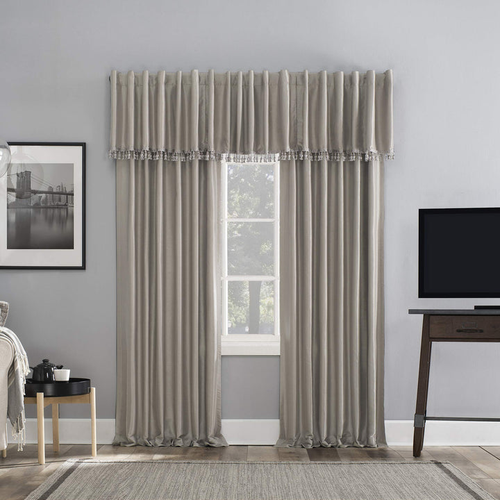 Sun Zero Greyson Faux Dupioni Silk Beaded Tassels Thermal Extreme Total Blackout Stone - Diamond Home USA