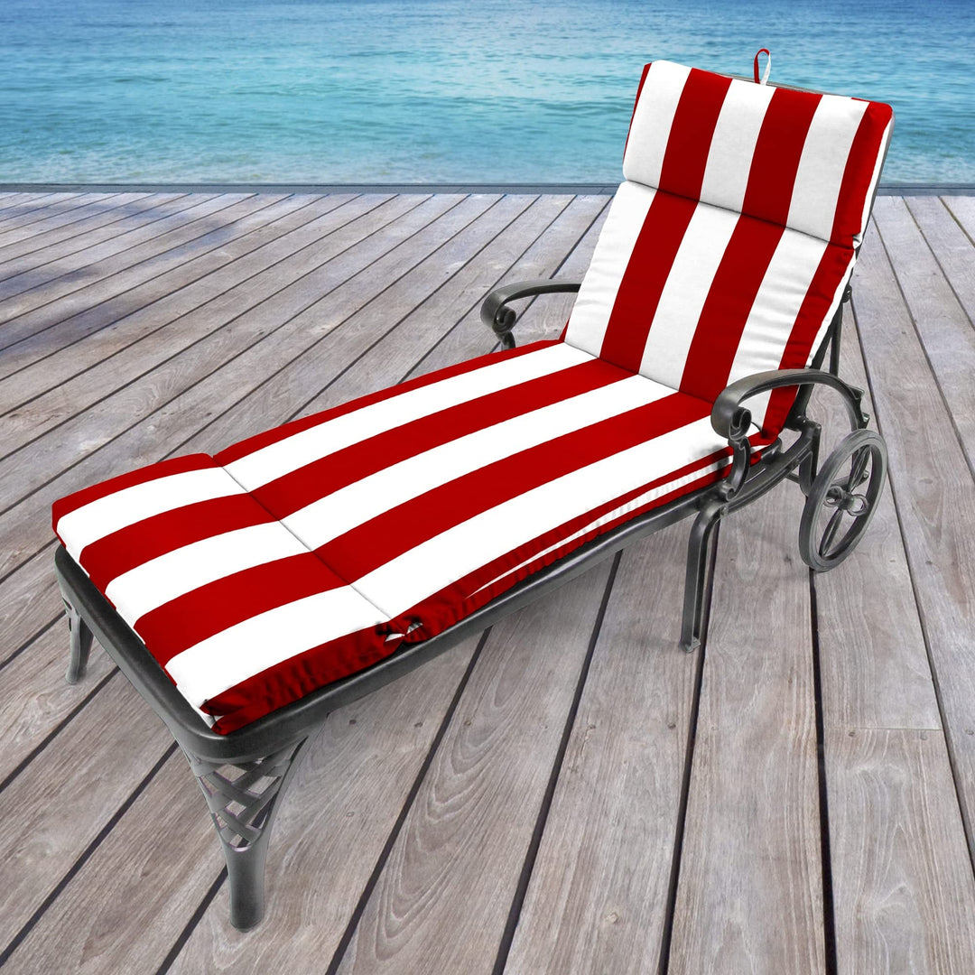 Lounge Cushion Red Striped Casual Polyester Water Resistant - Diamond Home USA