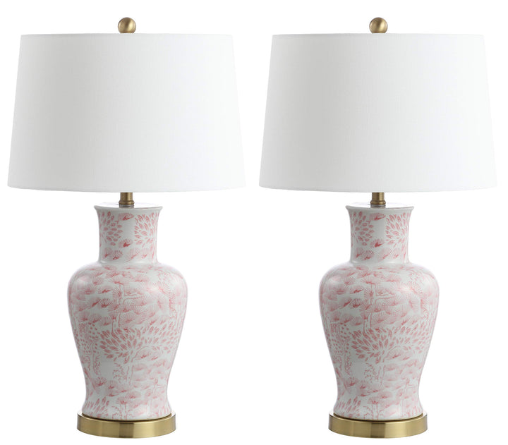 SAFAVIEH Lighting Collection Calli Pink/ White Chinoiserie 28-inch Bedroom - Diamond Home USA
