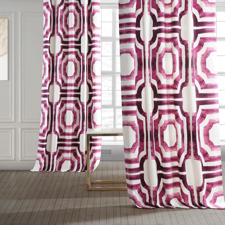 1 Piece Mecca Printed Window Curtain 96 Inch Tile Moroccan Octagon