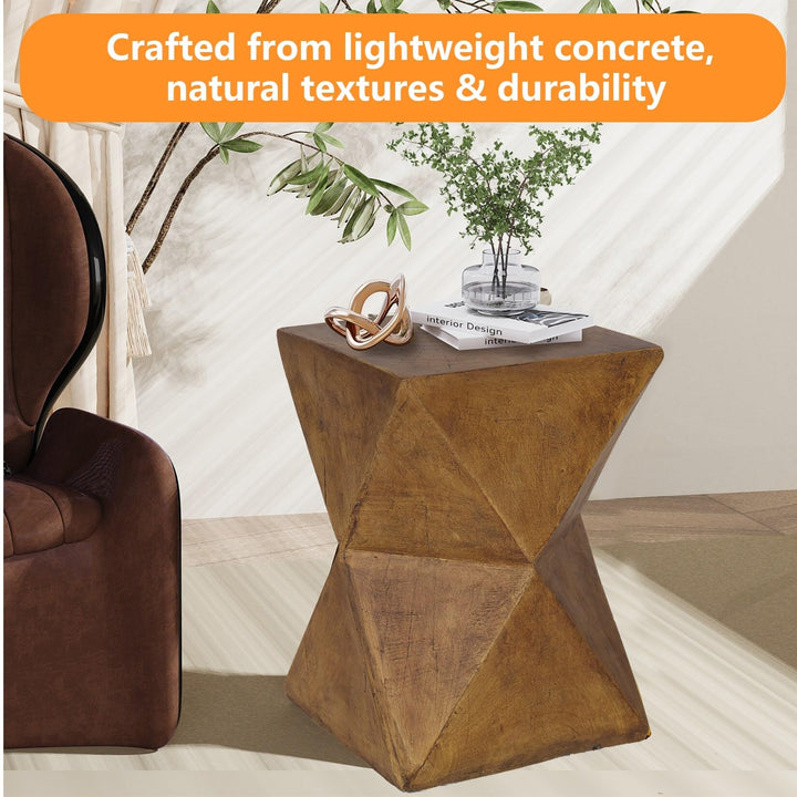 Large Lightweight Concrete Accent Sofa Side End Table Outdoor Indoor Brown - Diamond Home USA