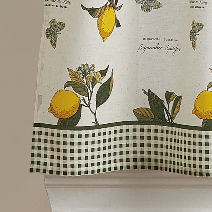 Vintage Lemon 3-Piece Kitchen Curtain ier and Valance Set 1-Valance and 2-36" - Diamond Home USA