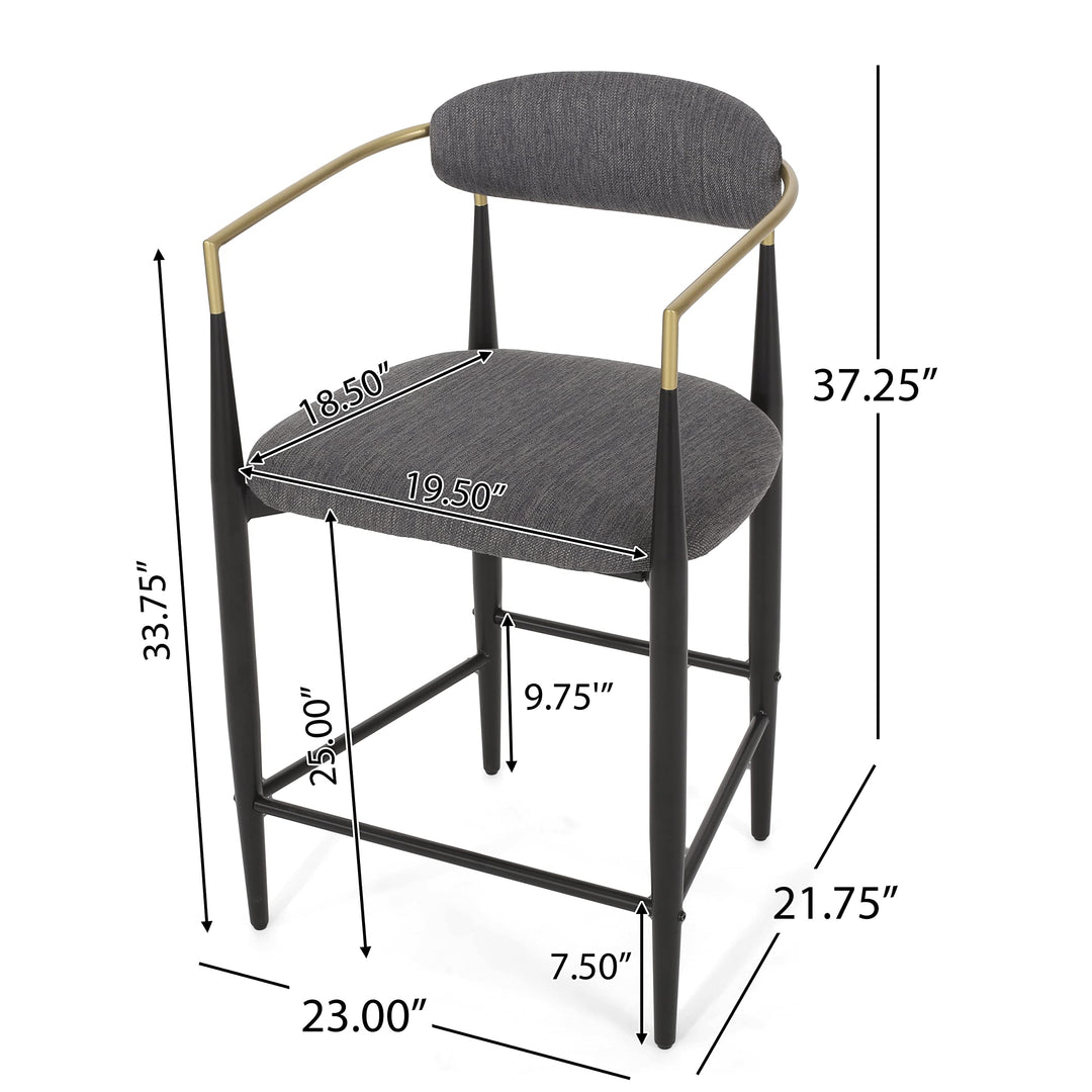 Christopher Knight Home Elmore 25 Inch Counter Stools - Charcoal/Black/Gold (Set - Diamond Home USA