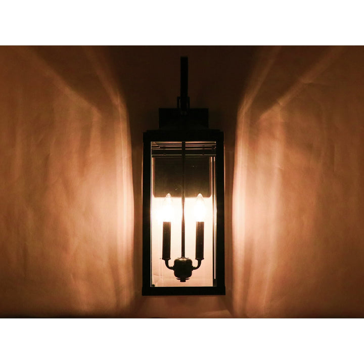 2 Light Outdoor Wall Lantern in Matte Black Finish 25" h X 8" w 9.2" d Black - Diamond Home USA