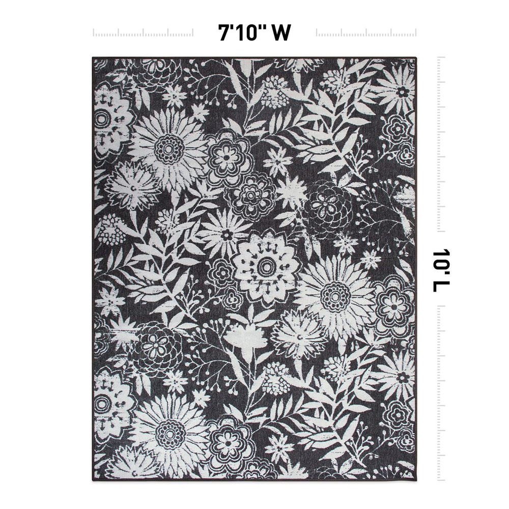 Rugshop MajorcaContemporary Floral Flowers Non-Shedding Outdoor Rugs for Deck 7'10"X10' - Diamond Home USA