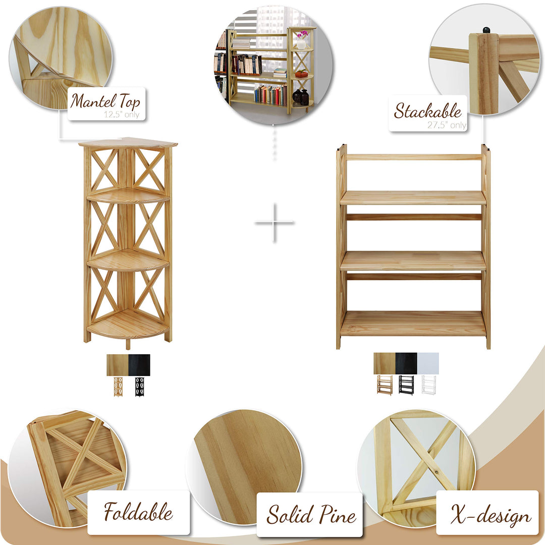 Casual Home Montego 3-Shelf Folding Bookcase White (New) - Diamond Home USA