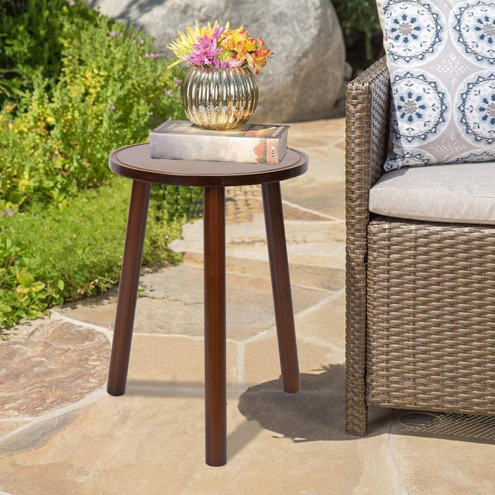 Wood Plant Stand Round Small Side Table Holder (Set of 2) Brown Rustic - Diamond Home USA