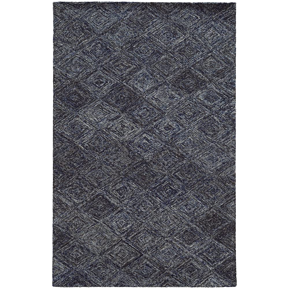 Pantone Universe Colorscape Handmade Loop Pile Faded Diamond Wool Rug 2'6" x 8' Runner - Charcoal/Blue - Diamond Home USA