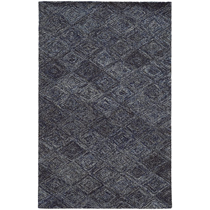 Pantone Universe Colorscape Handmade Loop Pile Faded Diamond Wool Rug 2'6" x 8' Runner - Charcoal/Blue - Diamond Home USA