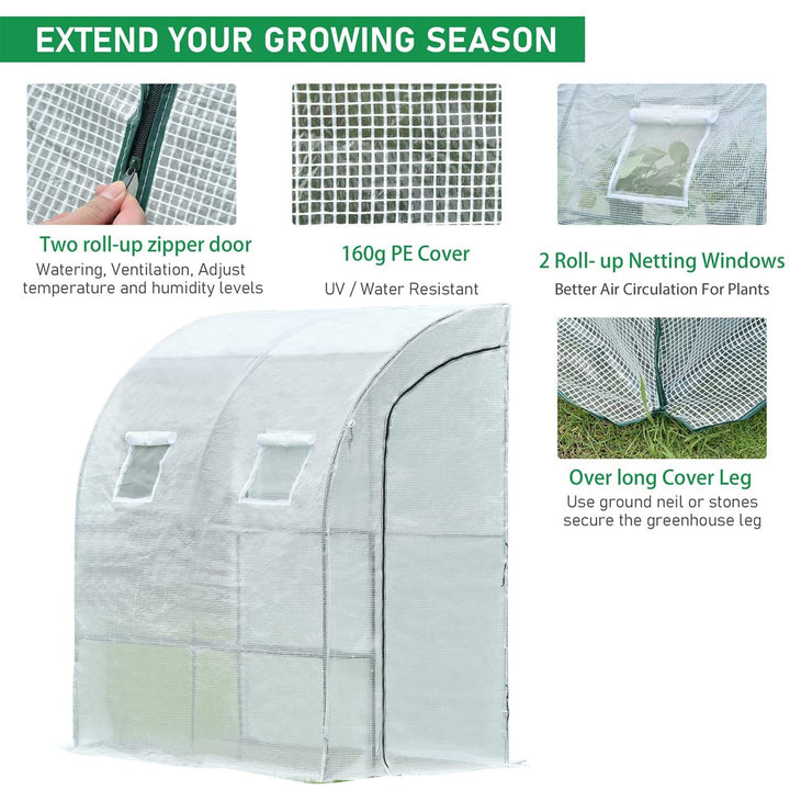 Aoodor Walk-in Lean to Wall Greenhouse 6.7ft. x 3.3ft. x 7.2ft. Water - Diamond Home USA