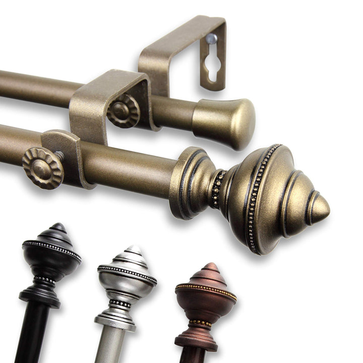 InStyleDesign Manor Adjustable Double Curtain Rod Cocoa 48 to 84 inch Brown - Diamond Home USA
