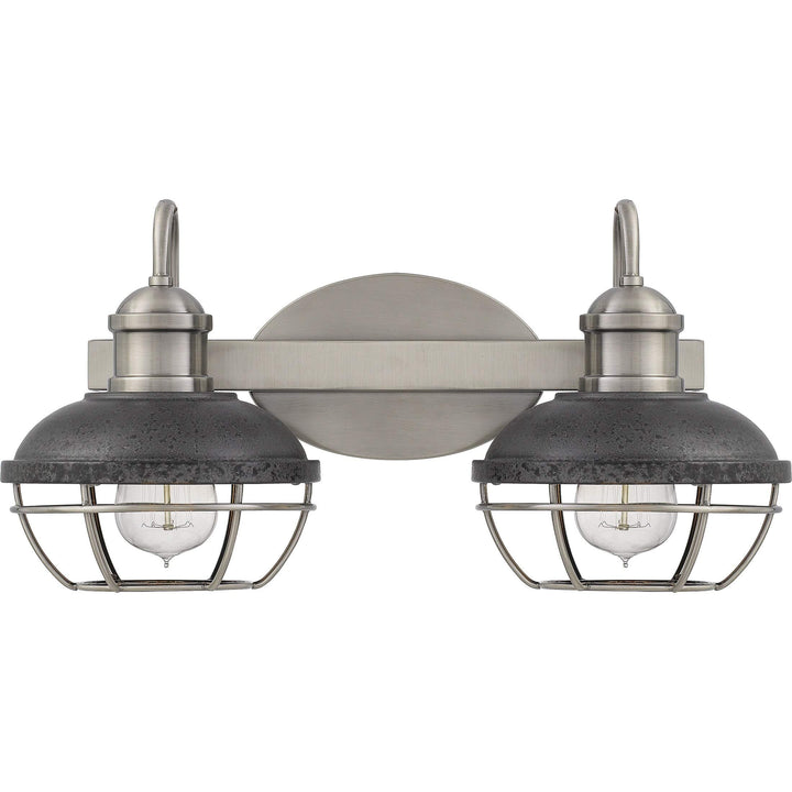 Antique Polished Nickel 2-Light Bath Light Black Silver Industrial - Diamond Home USA