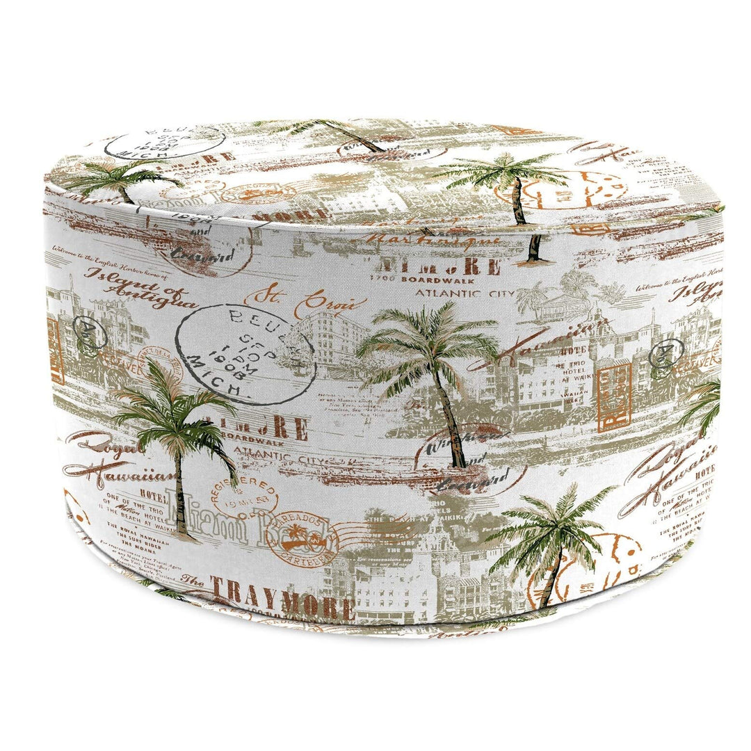 24" Round Pouf with in Getaway - 24x24x13.5 Multi Color Tropical Beach Polyester