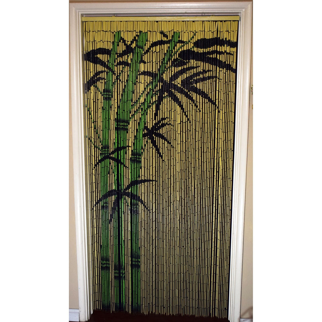 Handmade Bamboo Trees Beaded Curtain Multi Color Coastal Bohemian Eclectic Wood - Diamond Home USA