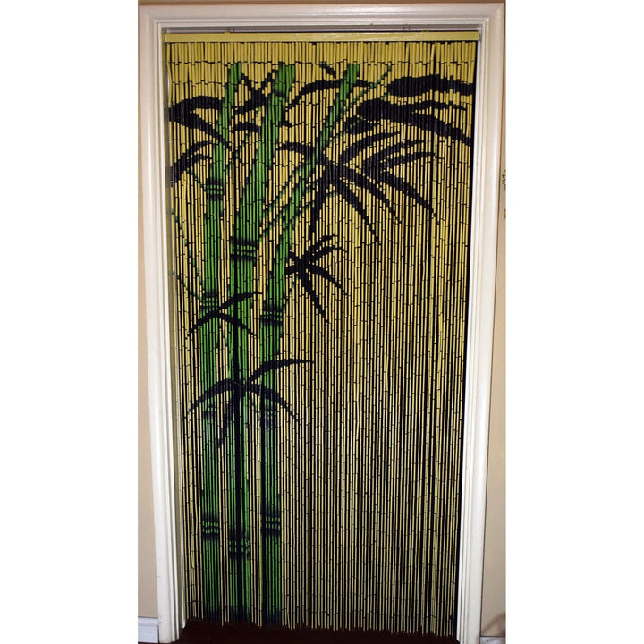 Handmade Bamboo Trees Beaded Curtain Multi Color Coastal Bohemian Eclectic Wood - Diamond Home USA
