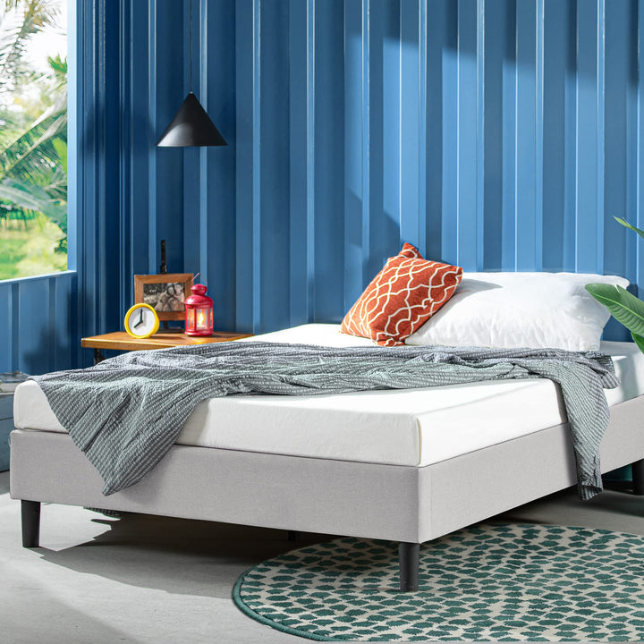 ZINUS Curtis Upholstered Platform Bed Frame / Mattress Foundation / Wood Slat Light Grey - Queen
