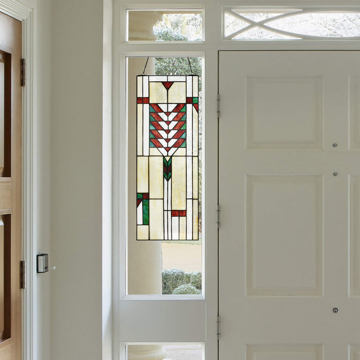Stained Glass Window Panel Ivory Mission Craftsman Traditional Rectangular