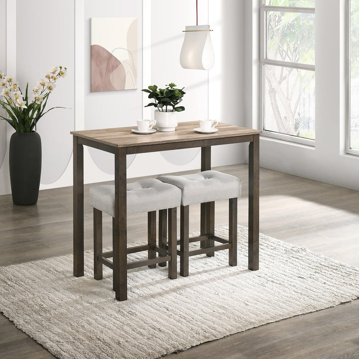Classy 3-Piece Counter Height Dining Set Grey Rectangular Wood Walnut Finish - Diamond Home USA
