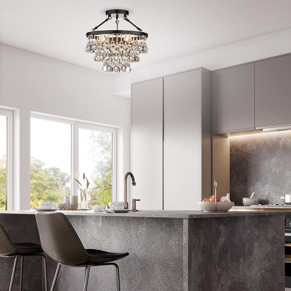 Hong Kong Best New Zhu Yuan Lighting Co. Ariane 5-Light Black Semi Flush Mount - Diamond Home USA