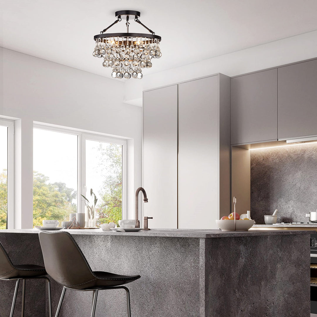 Hong Kong Best New Zhu Yuan Lighting Co. Ariane 5-Light Black Semi Flush Mount - Diamond Home USA