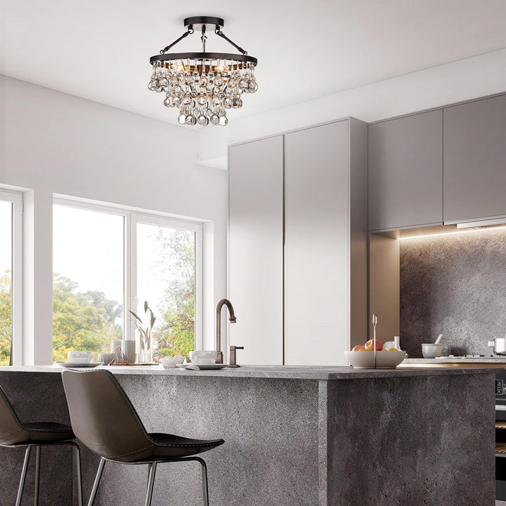 Hong Kong Best New Zhu Yuan Lighting Co. Ariane 5-Light Black Semi Flush Mount - Diamond Home USA