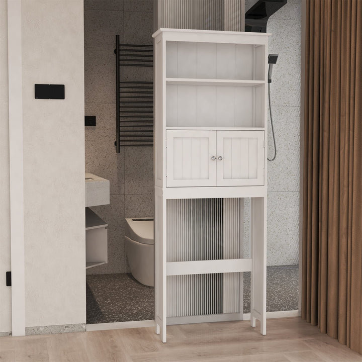 White Wood 2 -Tier Toilet Bathroom Spacesaver Storage Shelf Modern - Diamond Home USA