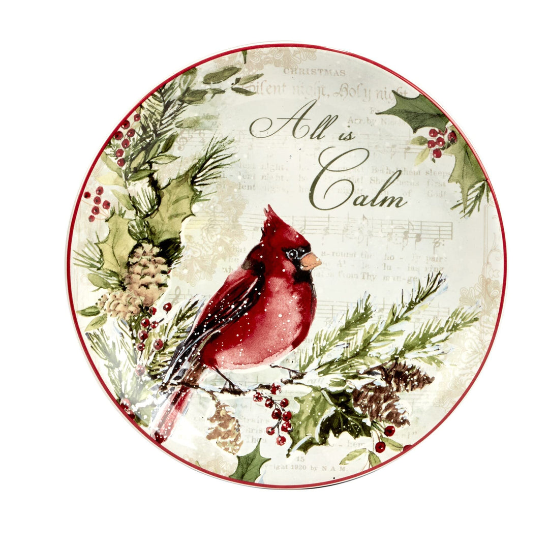 Silent Night 9" Salad/dessert Plates Set Of 4 Multi Color Red White Floral - Diamond Home USA