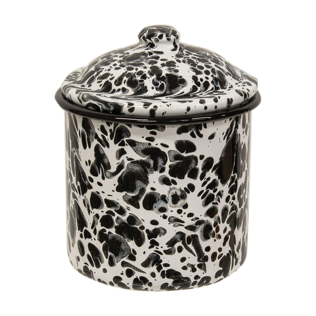 3/Set Black Splatter Enamel Canisters Country Ceramic