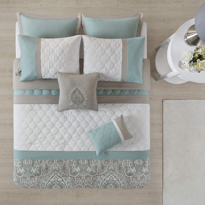 510 DESIGN Luxe Quilted Comforter Set Modern Transitional Design All Season Down