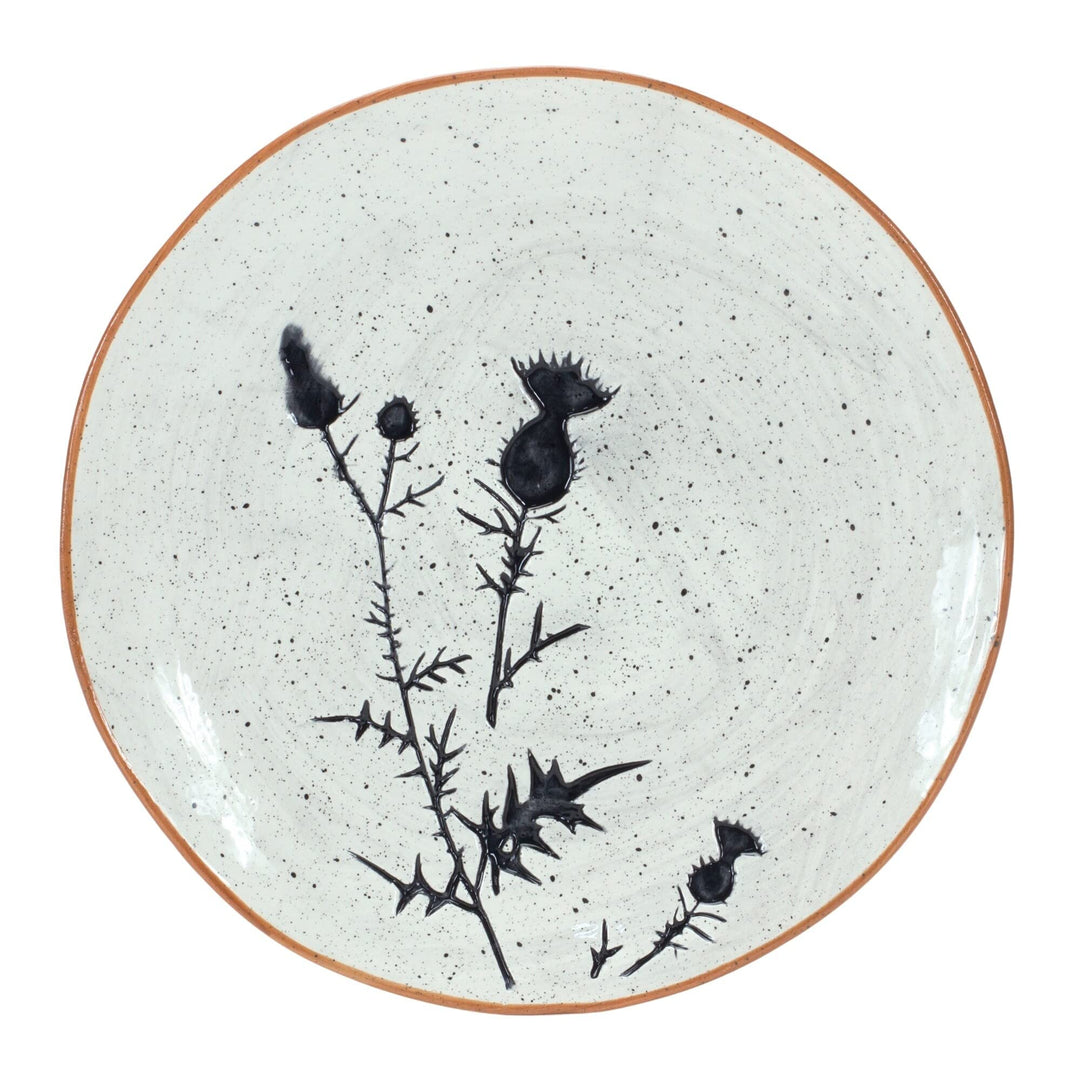 Ceramic Plate (Set Of 4) 8' X 10' Off/White Floral Country Round 4 Piece - Diamond Home USA