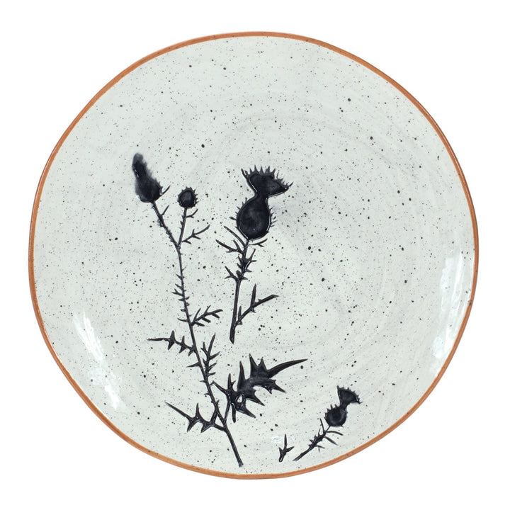 Ceramic Plate (Set Of 4) 8' X 10' Off/White Floral Country Round 4 Piece - Diamond Home USA