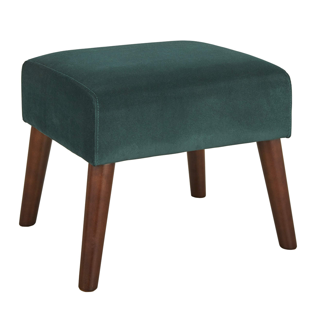 Angelo HOME Jane Mid Century Modern Upholstered Living Room Ottoman 17.3" Emerald Green