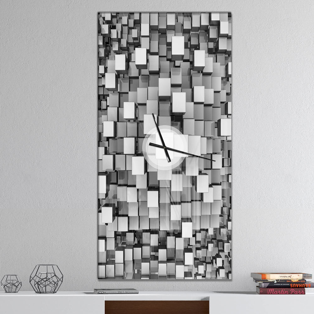Design Art Designart 'Black and Grey Cubes' Oversized Modern all Clock 30 in. - Diamond Home USA