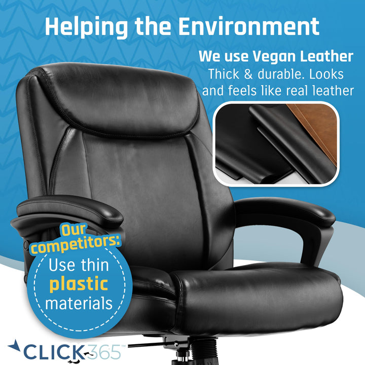 Click365 365 Transform 1.0 Extra Comfort Ergonomic Mid Back Desk Chair with Black Bonded Leather. - Diamond Home USA