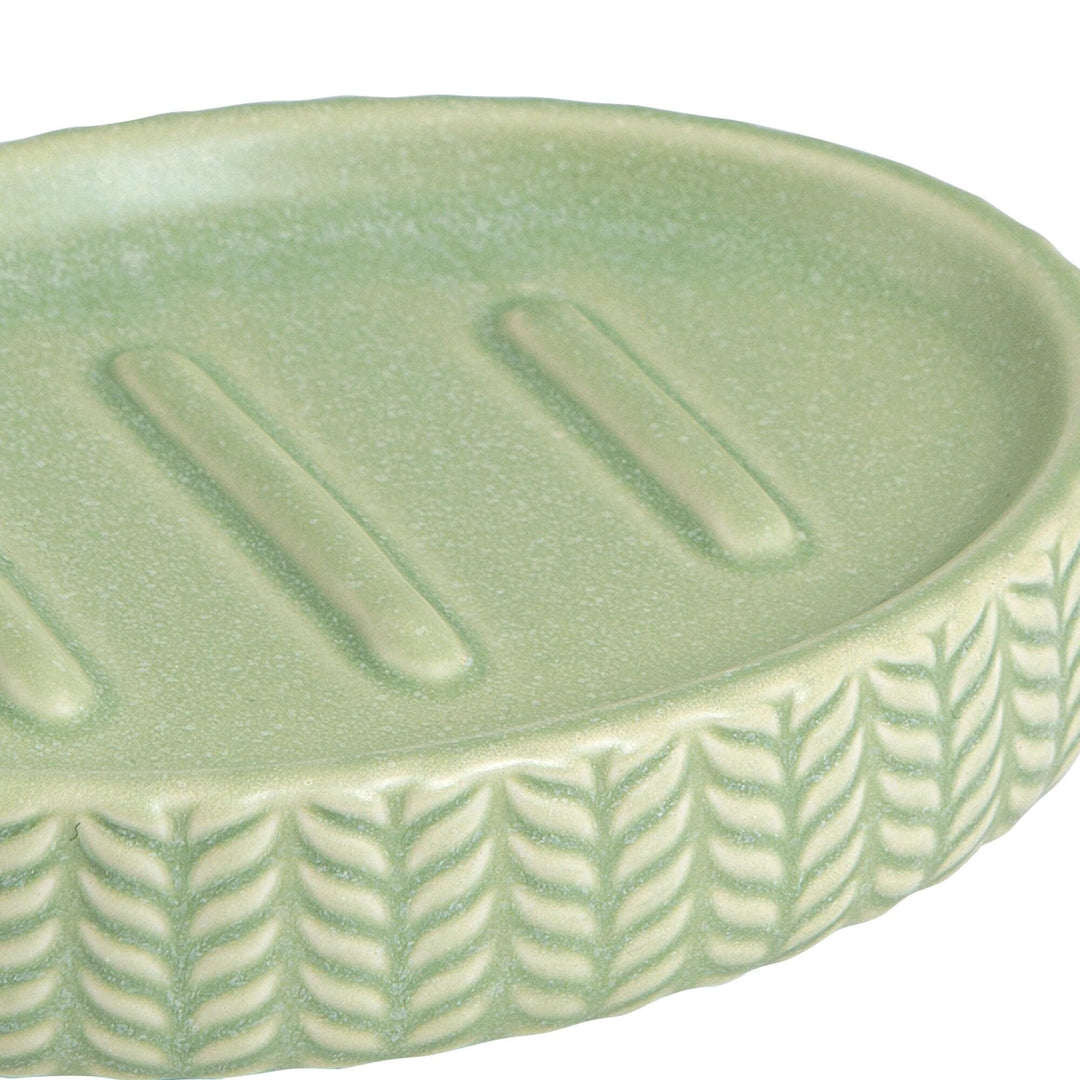 Ceramic Soap Dish Green Textured Cottage - Diamond Home USA