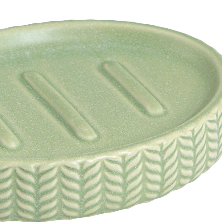 Ceramic Soap Dish Green Textured Cottage - Diamond Home USA
