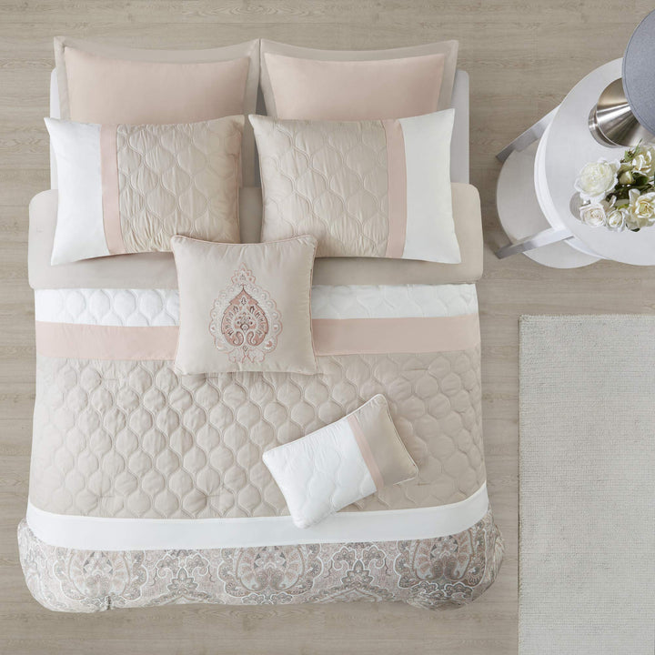 510 DESIGN Luxe Quilted Comforter Set Modern Transitional Design All Season Down