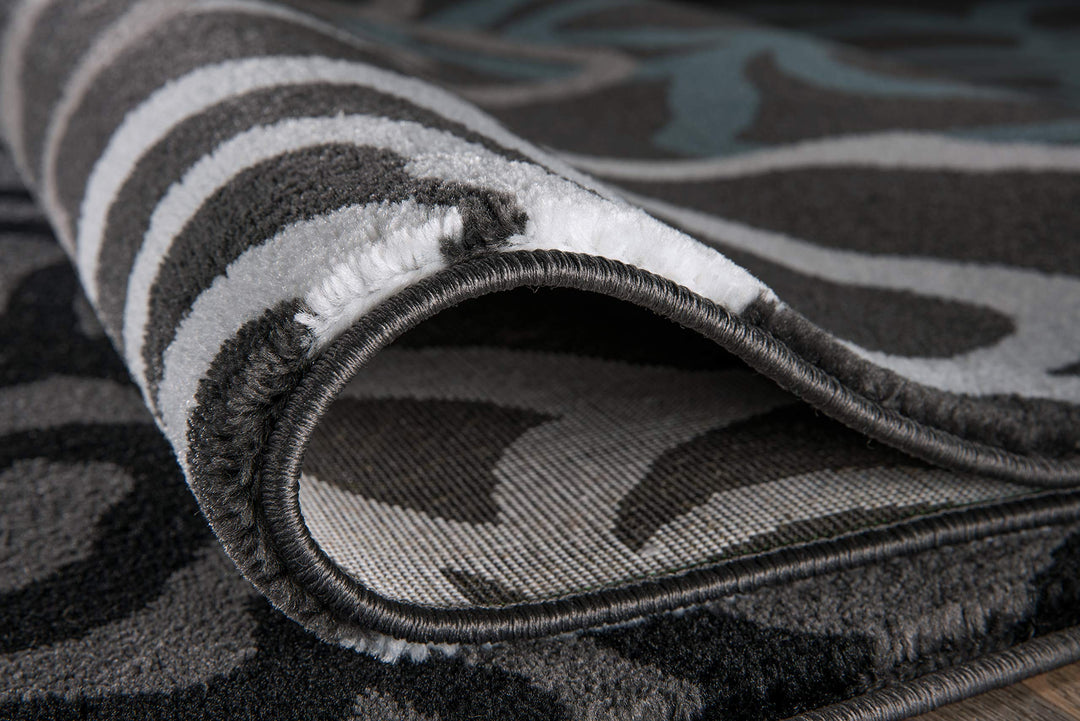 Rugshop Contemporary Modern Floral Abstract Flowers Easy Maintenance for Home 2' x 7'2" Runner - Dark Grey - Diamond Home USA