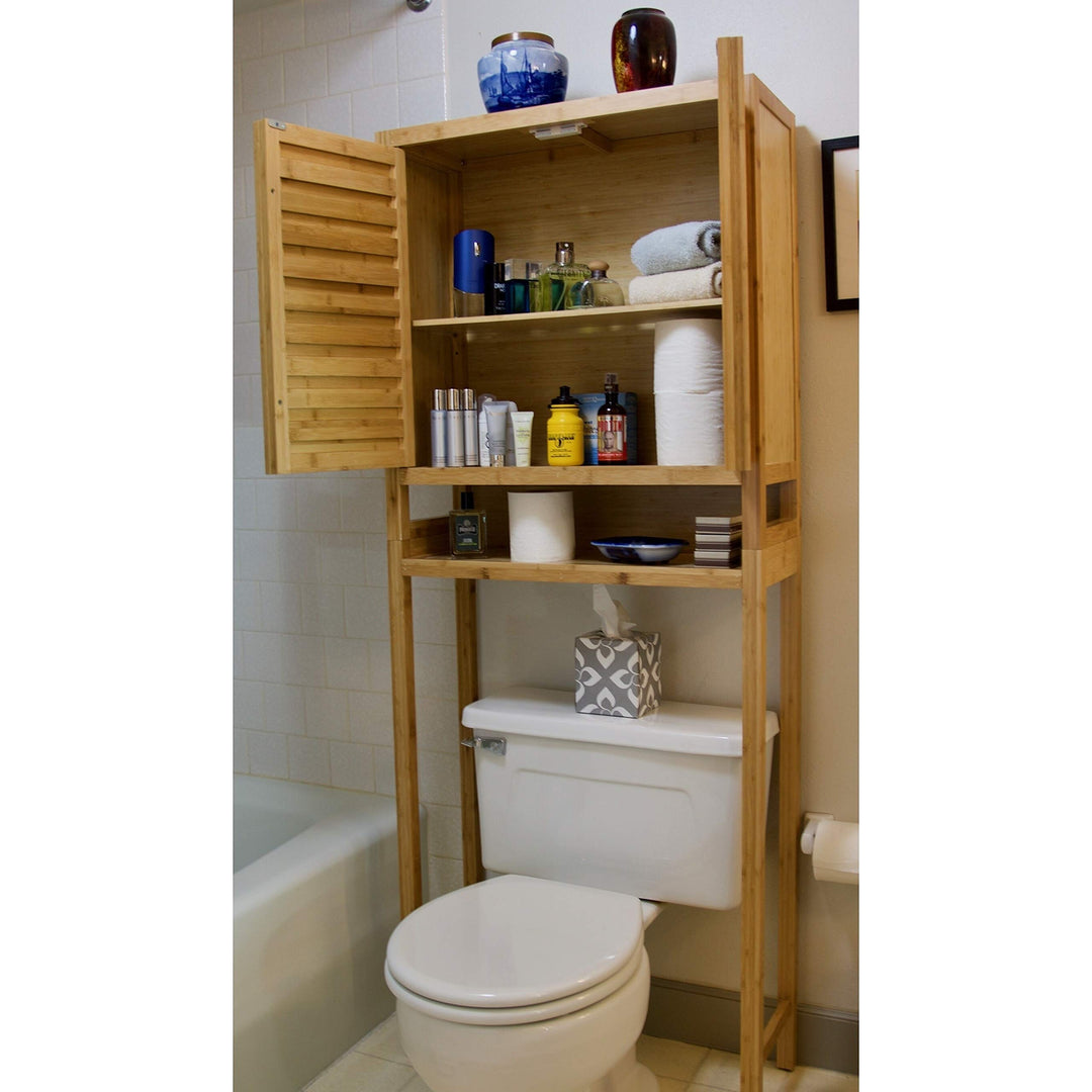 Burning Tree Solid Bamboo Over The Toilet Tan Modern Contemporary Natural Finish - Diamond Home USA