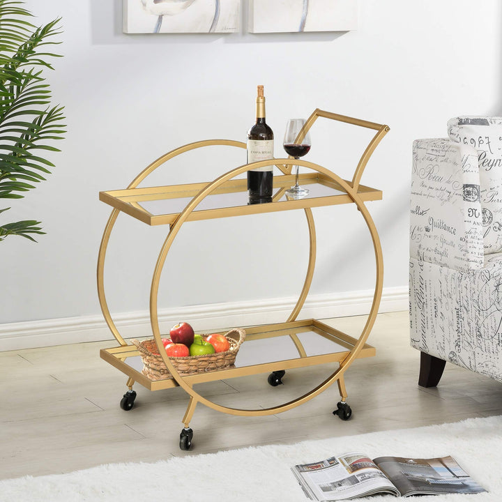 Gold Bar Cart American Crafted Metal 28 X 14 32 in Yellow Modern Contemporary - Diamond Home USA