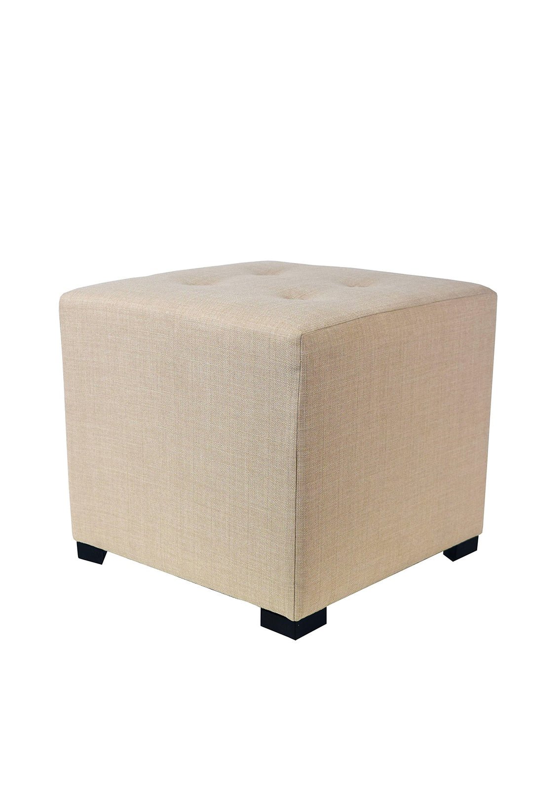 MJL Furniture Designs Merton Designer Square 4 Button Tufted Upholstered Ottoman Beige