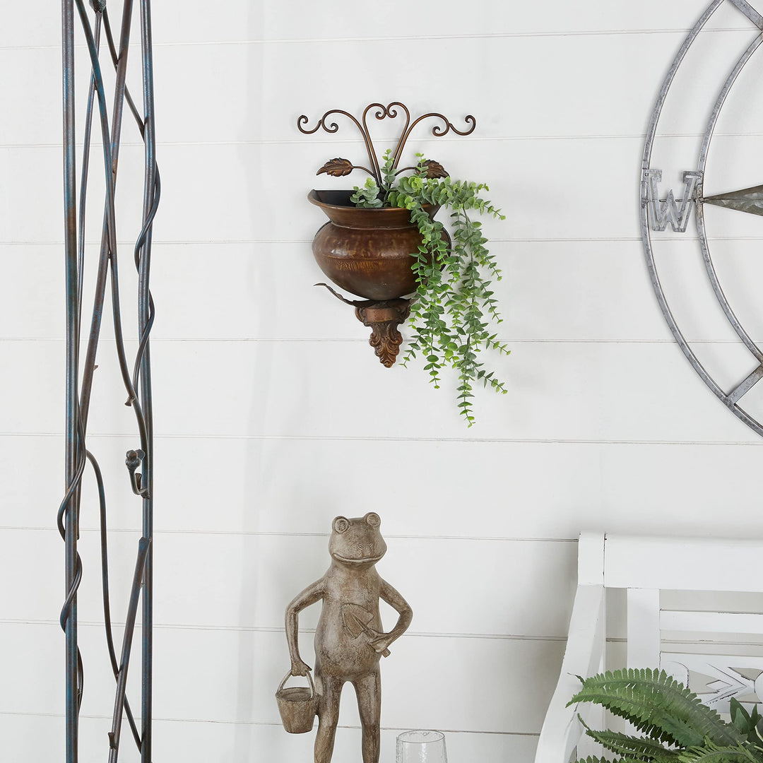 Brown Metal Traditional Planter 18 X 11 6 - Diamond Home USA