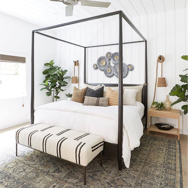 Silver And Gold Flowers Metal Wall Modern Contemporary Iron ndmade Includes - Diamond Home USA