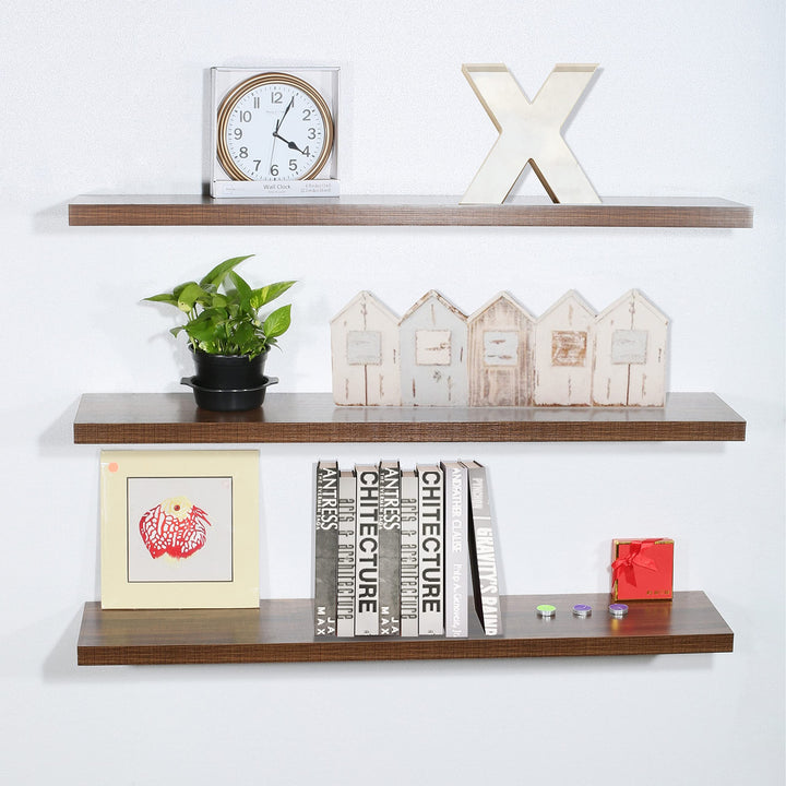 Set of 3 Modern and Contemporary Antique Walnut Floating Shelf 9.25'' X 47.2''