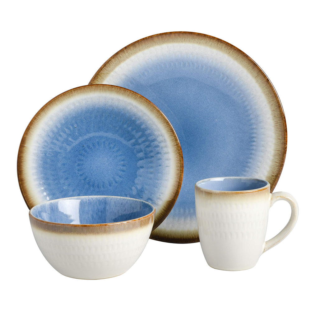 Gibson Elite Moonstruck Round Reactive Glaze Stoneware Dinnerware Set Service - Diamond Home USA